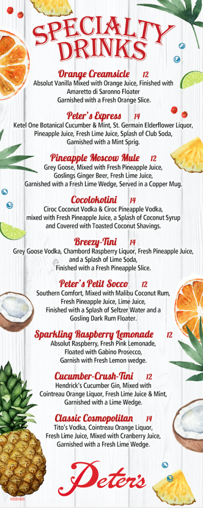 automatic seafood drink menu