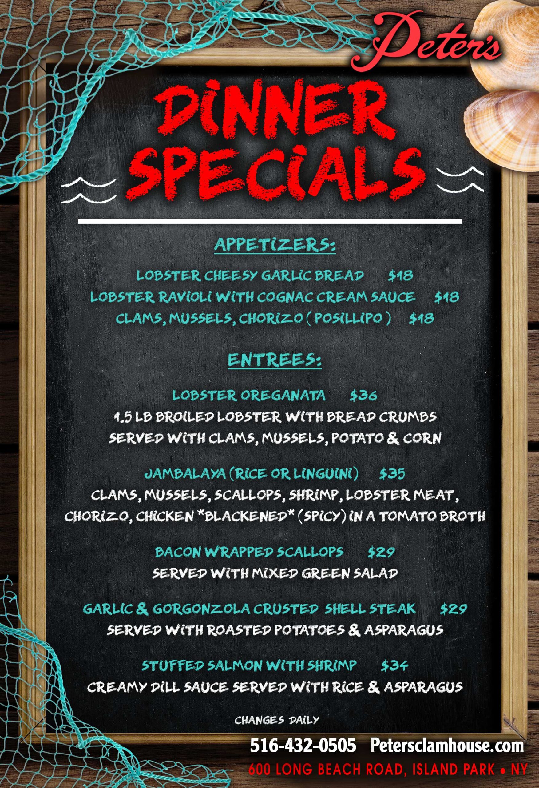 Dinner Specials Long Island Eatery & Raw Bar Serving Classic American