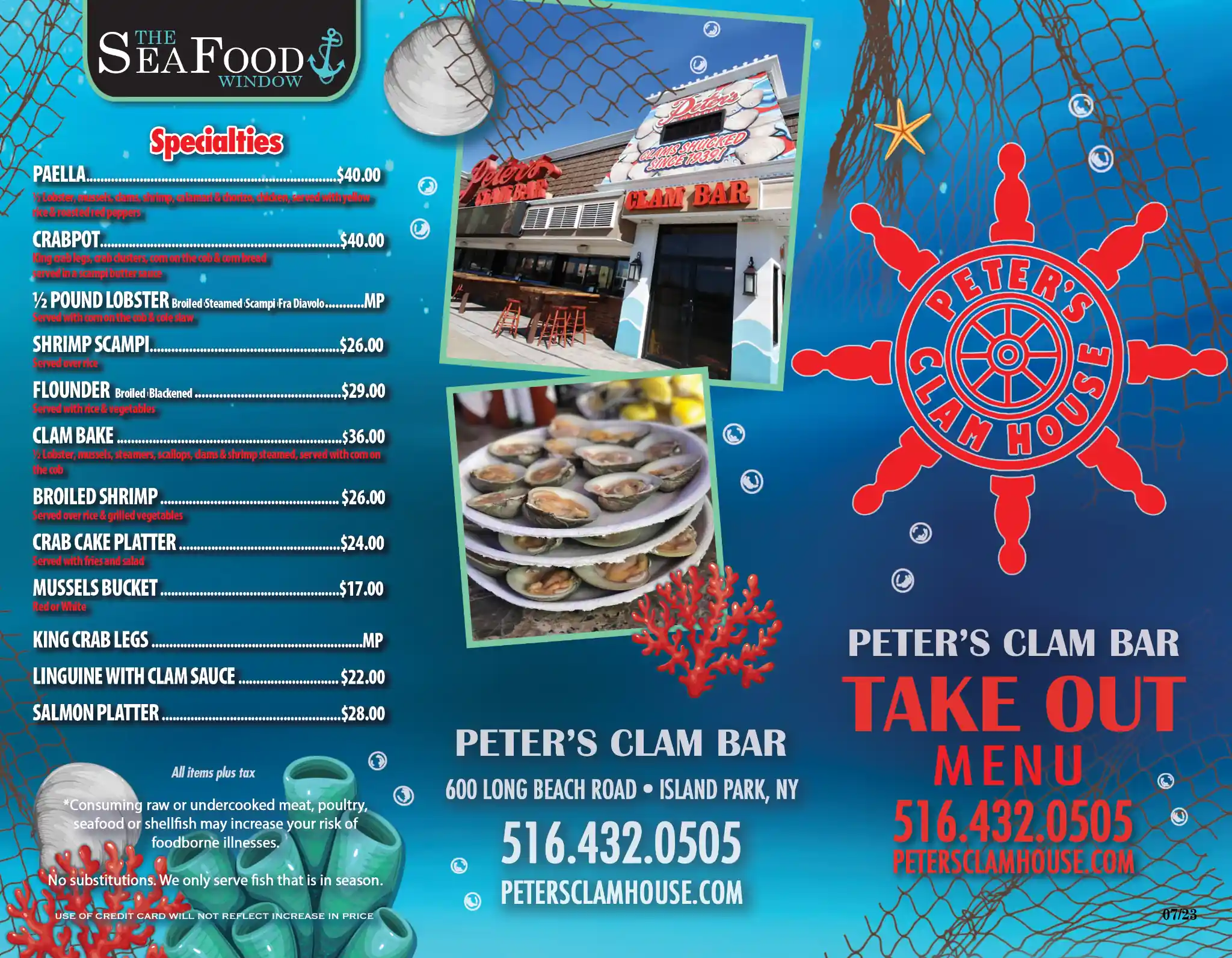 Peters Clam Eating Contest Take Out Menu