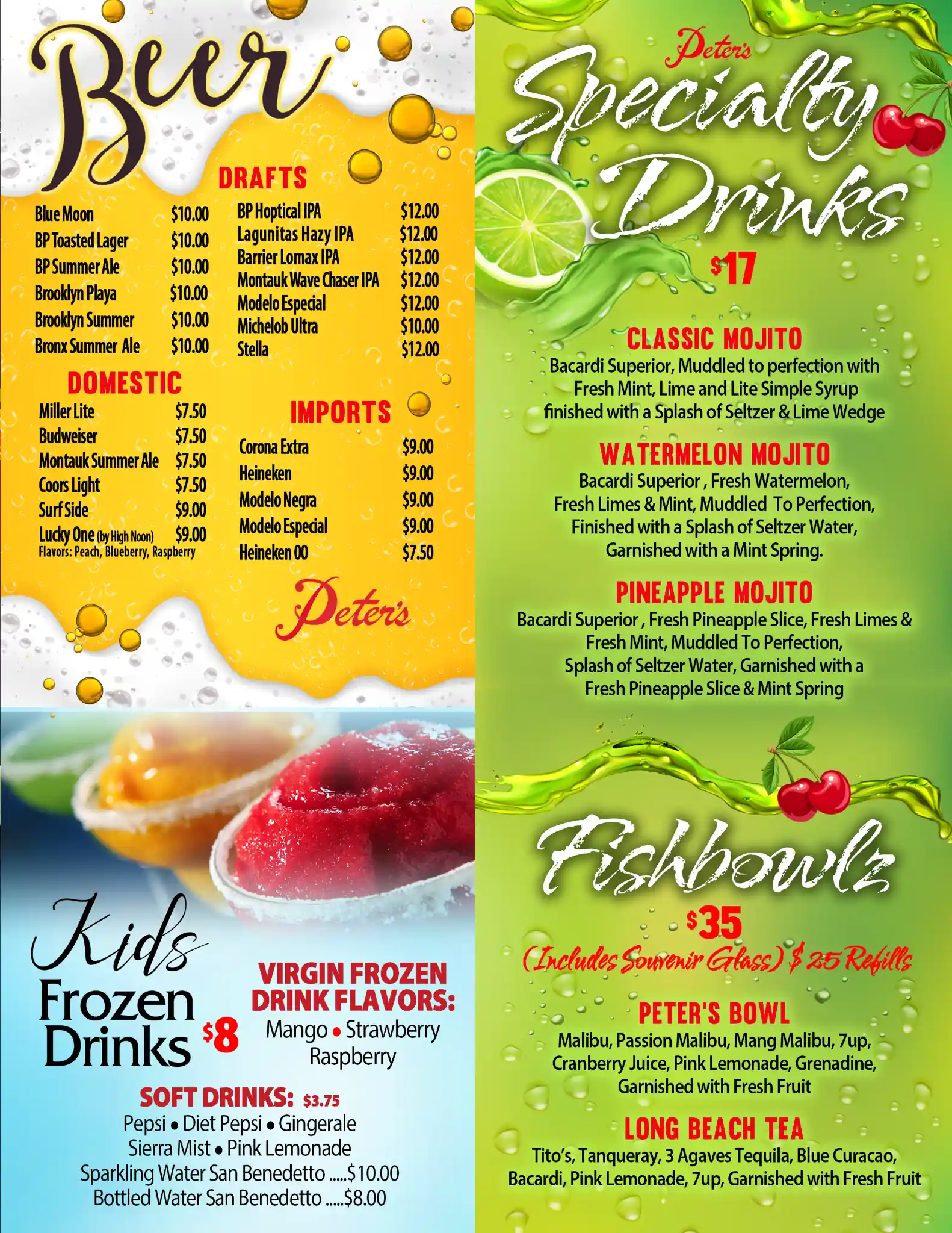 Peters Clam Bar Drinks Menu