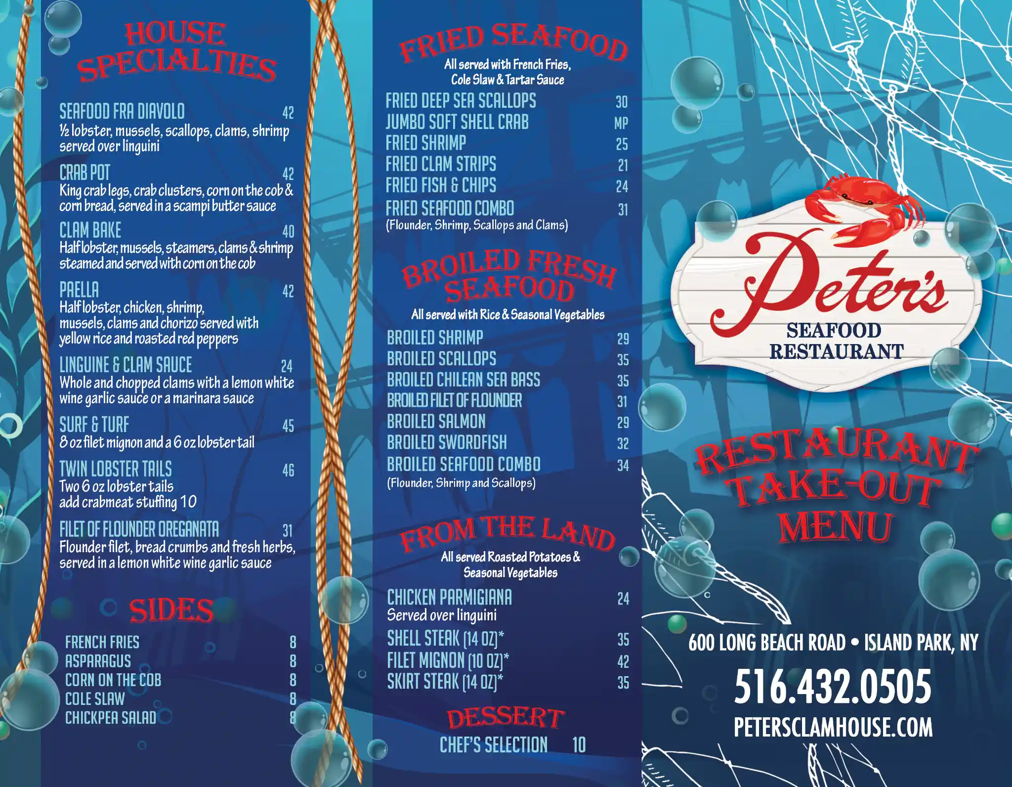 Peters Clam Bar Restaurant Menu, takeout