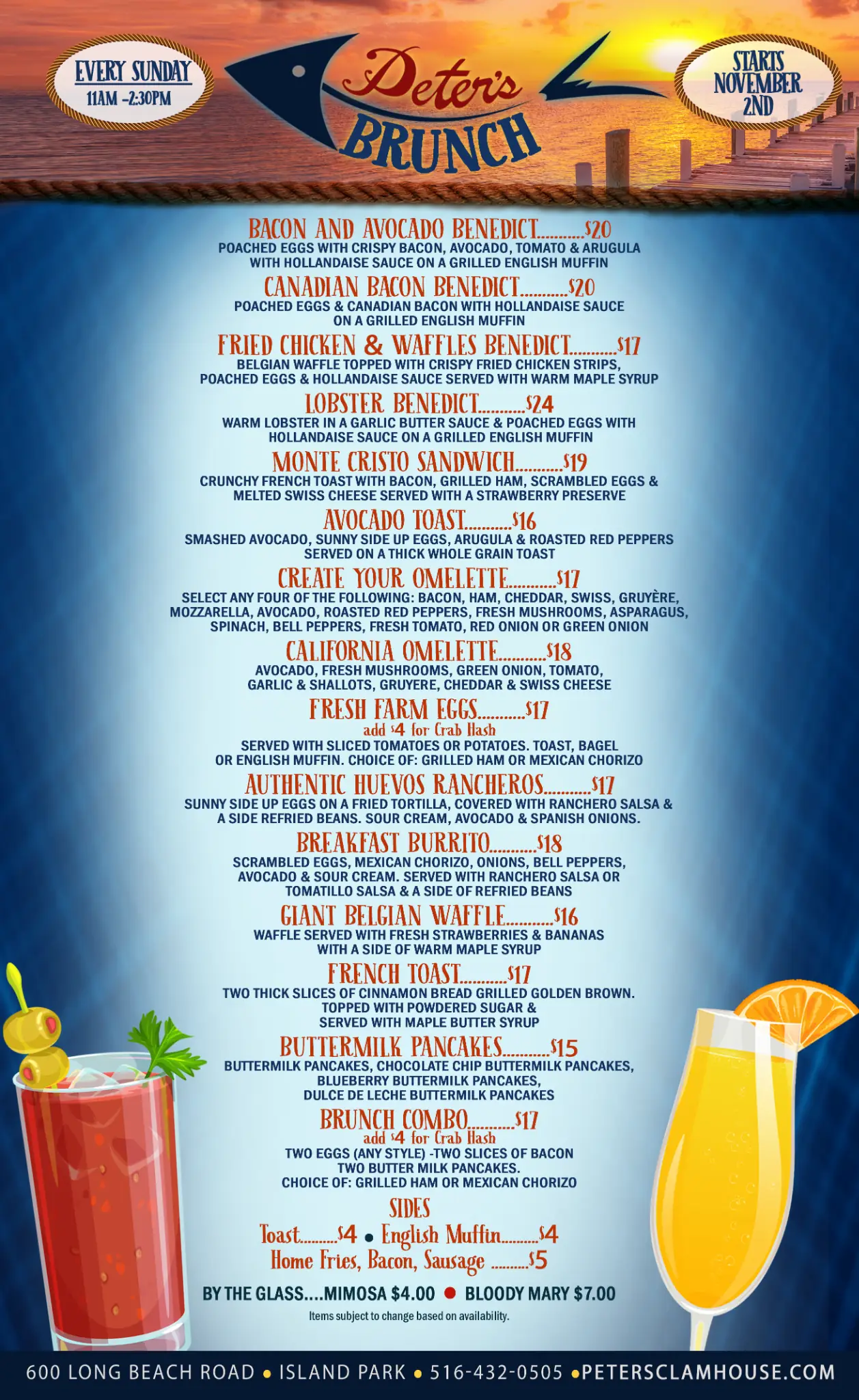 peters clam bar brunch menu peters clam bar brunch menu