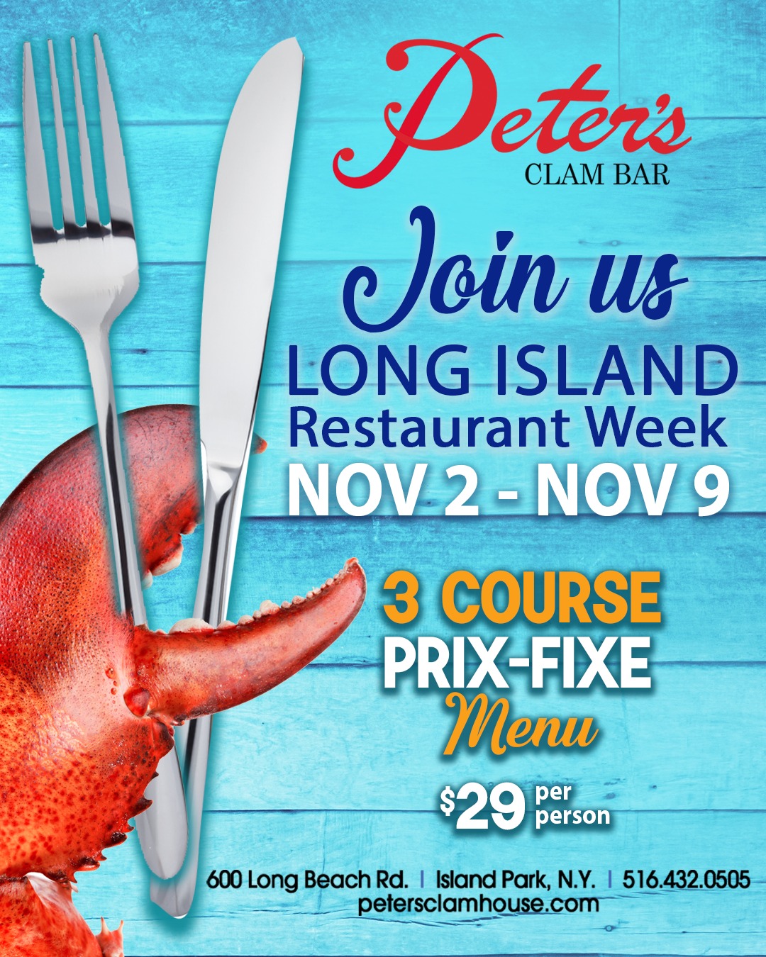 Long Island Restaurant Week at Peters Clam Bar