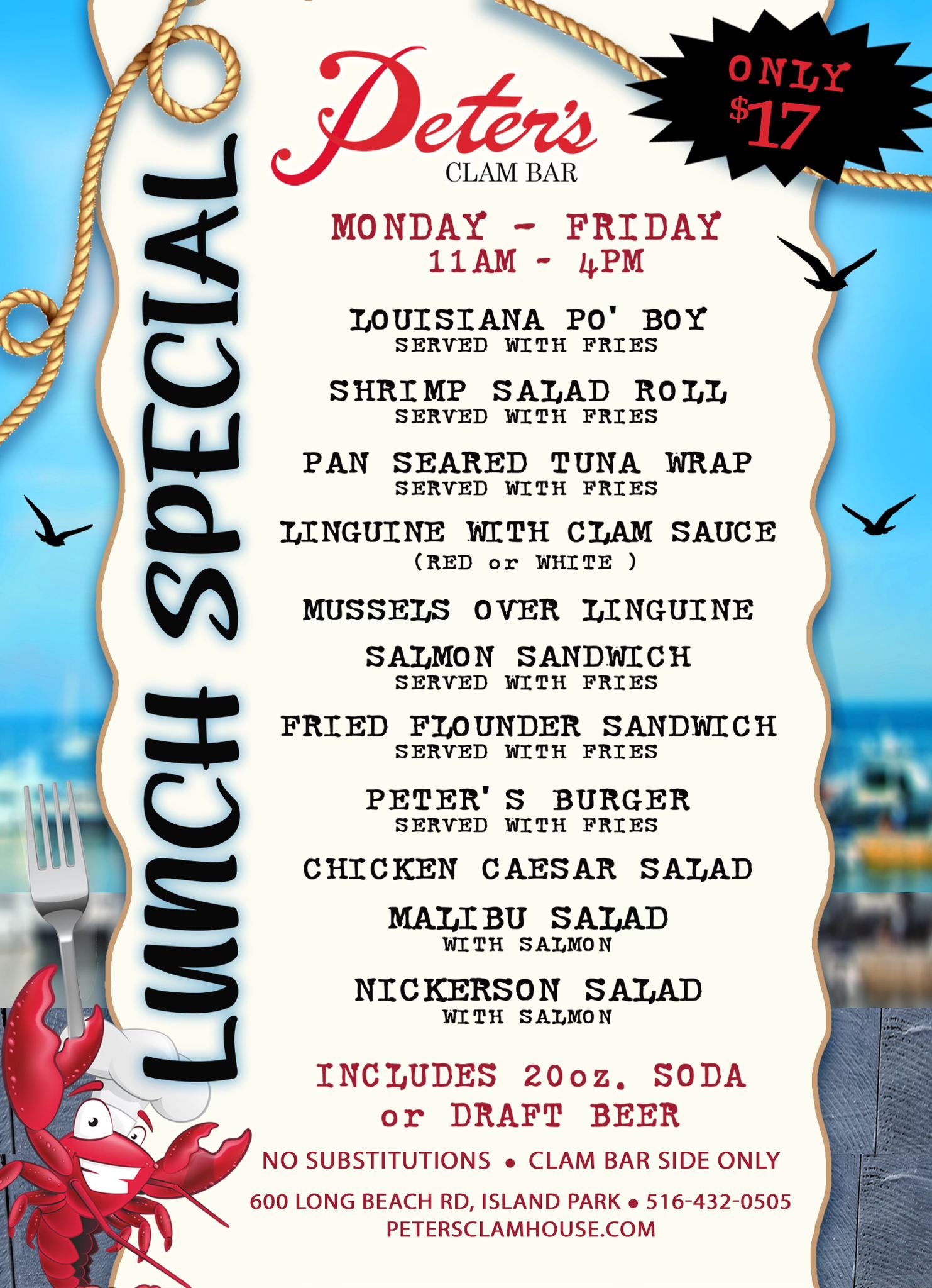 Lunch Specials at Peters Clam Bar in Island Park, NY